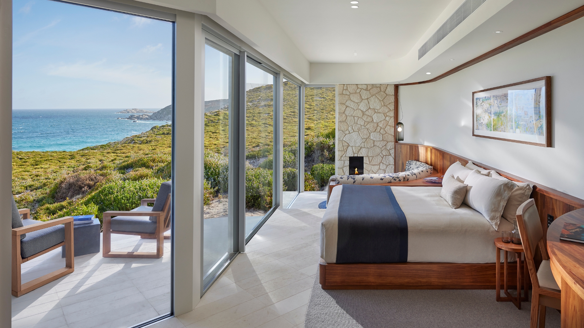 Southern Ocean Lodge guestroom with end-to-end ocean views
