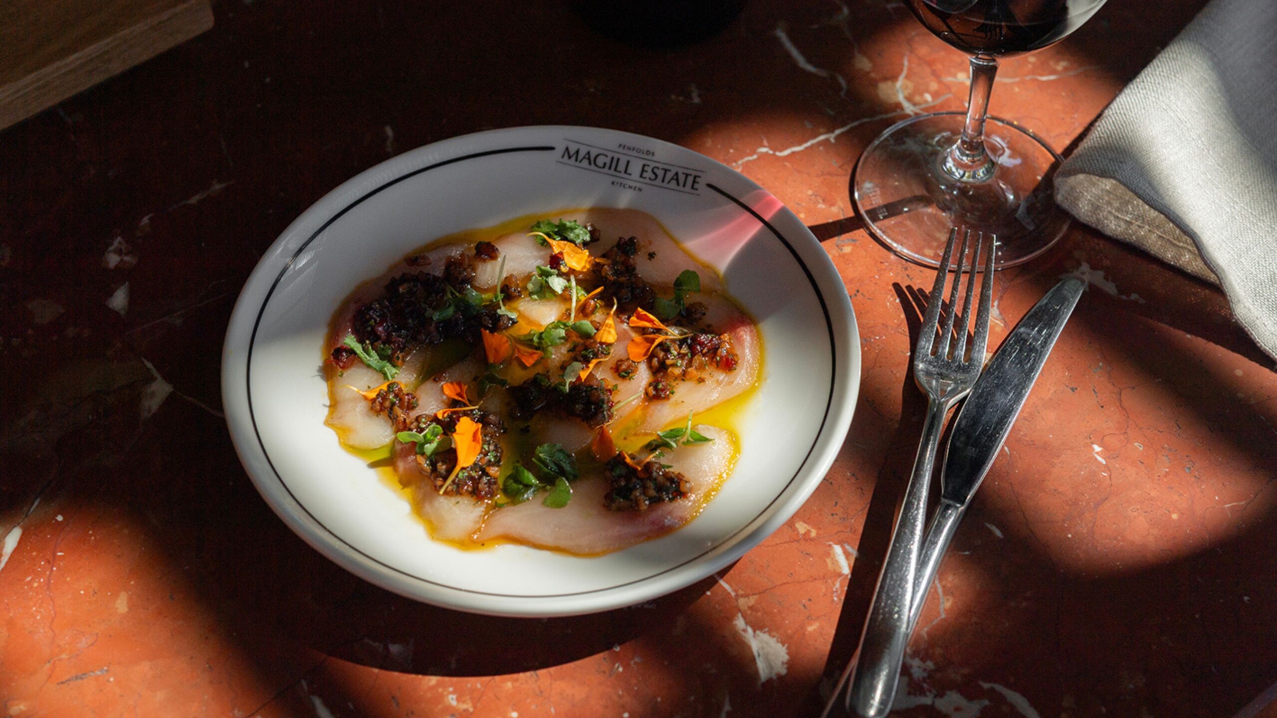 Sashimi with peanut and chilli at Magill Estate Kitchen