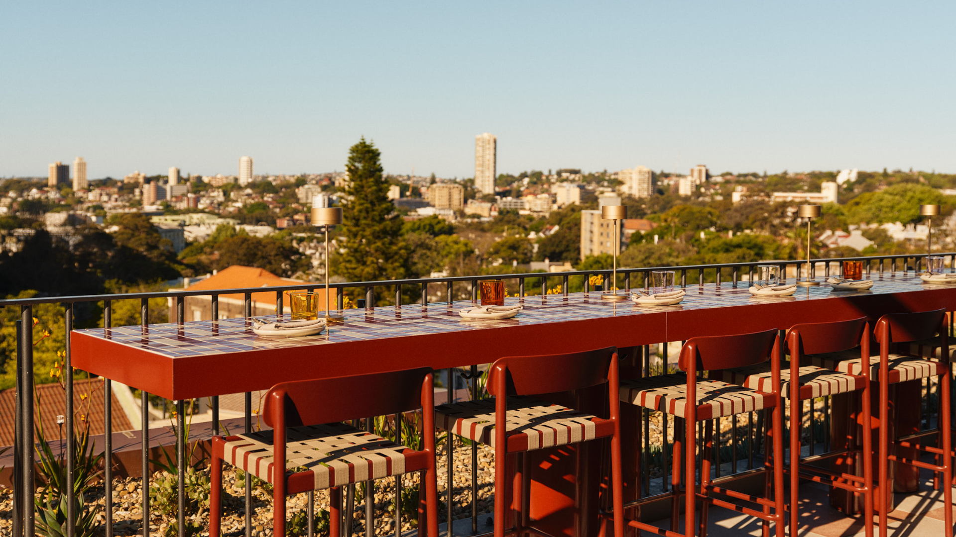 The outlook from Monica, the rooftop bar of the 25hours Hotel The Olympia in Paddington in Sydney
