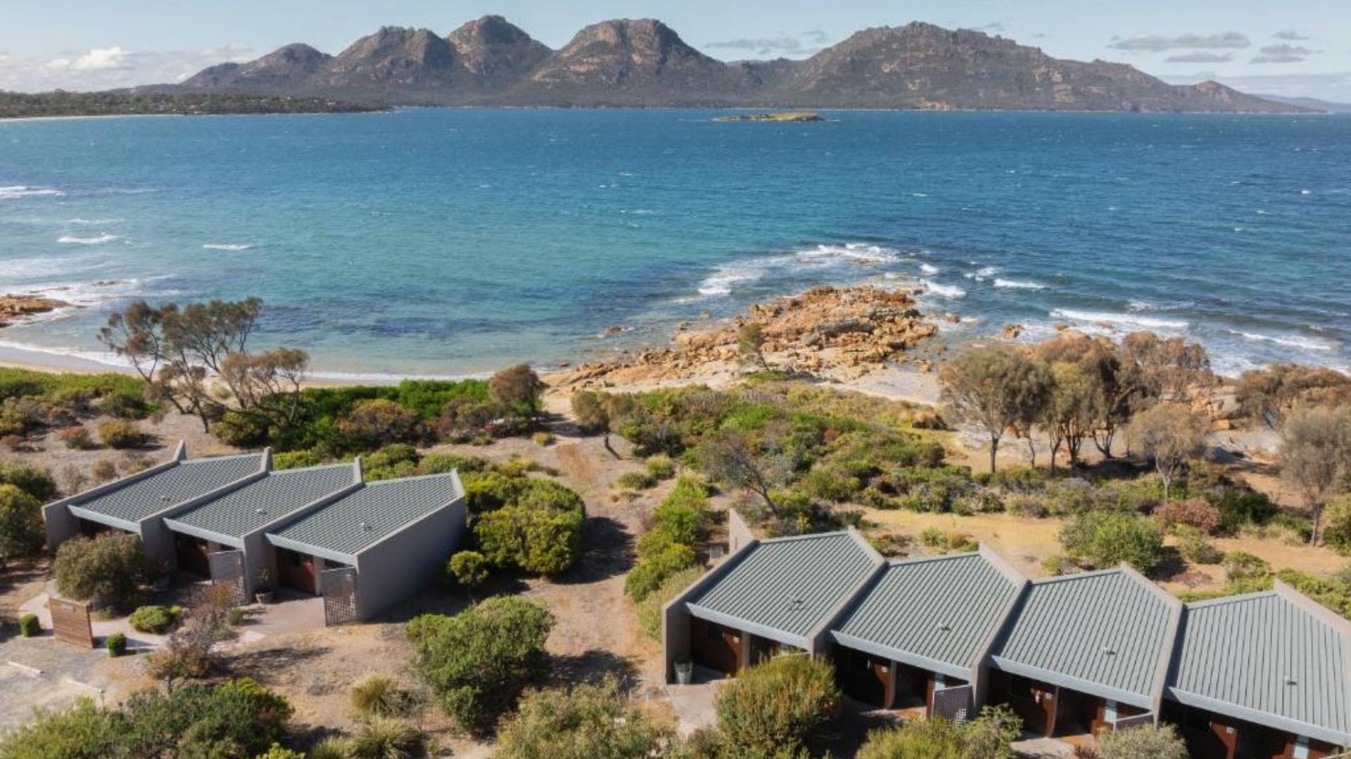 Chalets and cabins sit at the Edge of the Bay in Coles Bay