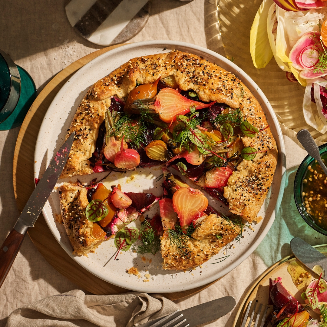 A smoked beetroot galette