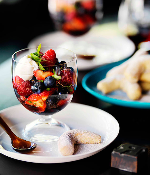Bar H: Summer berries with mascarpone and shiso sorbet and five-spice shortbread