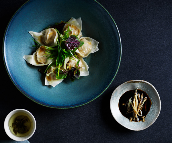 Pork dumplings with black vinegar and ginger