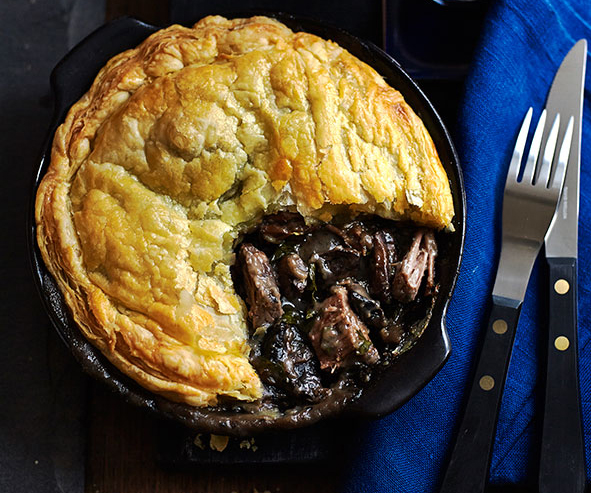 Beef brisket and mushroom pot pies