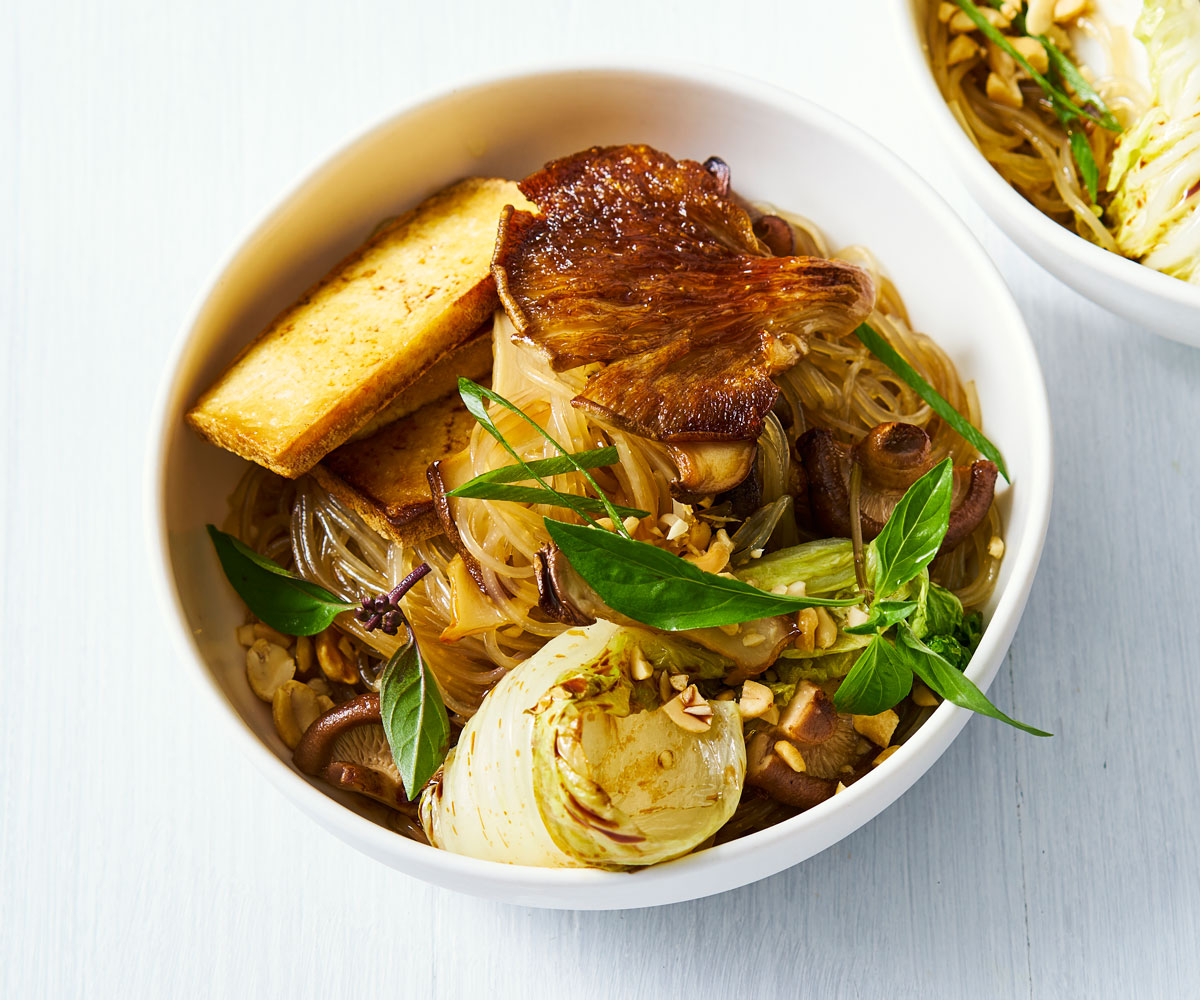 Stir-fried sweet potato noodles with tofu
