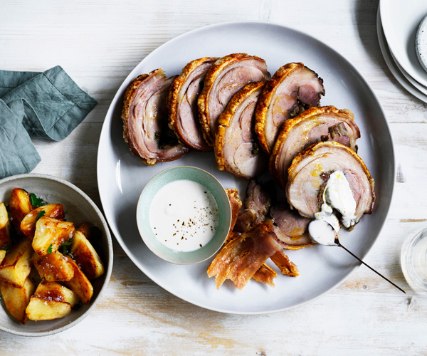 Roast pork shoulder with ajo blanco