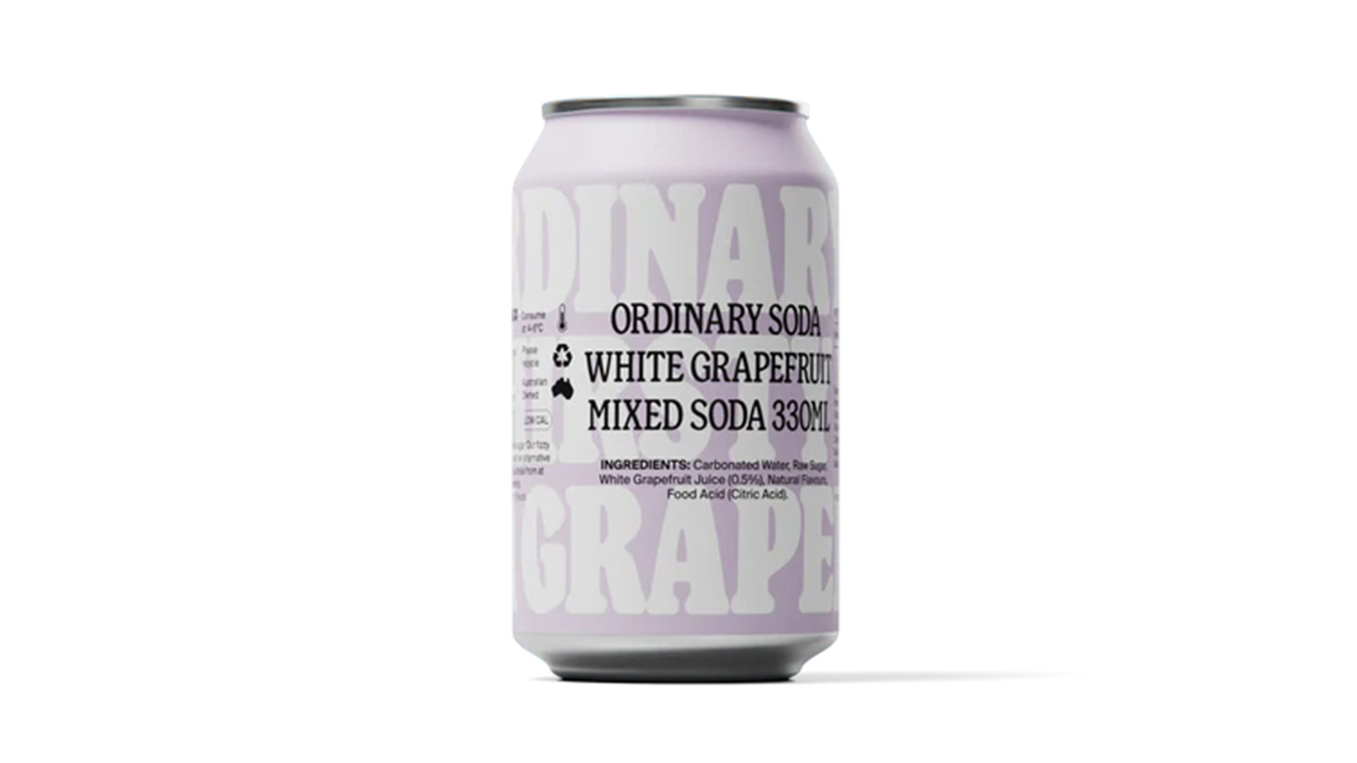 One of the best craft sodas Australia offers, the Ordinary Soda white grapefruit soda can. 