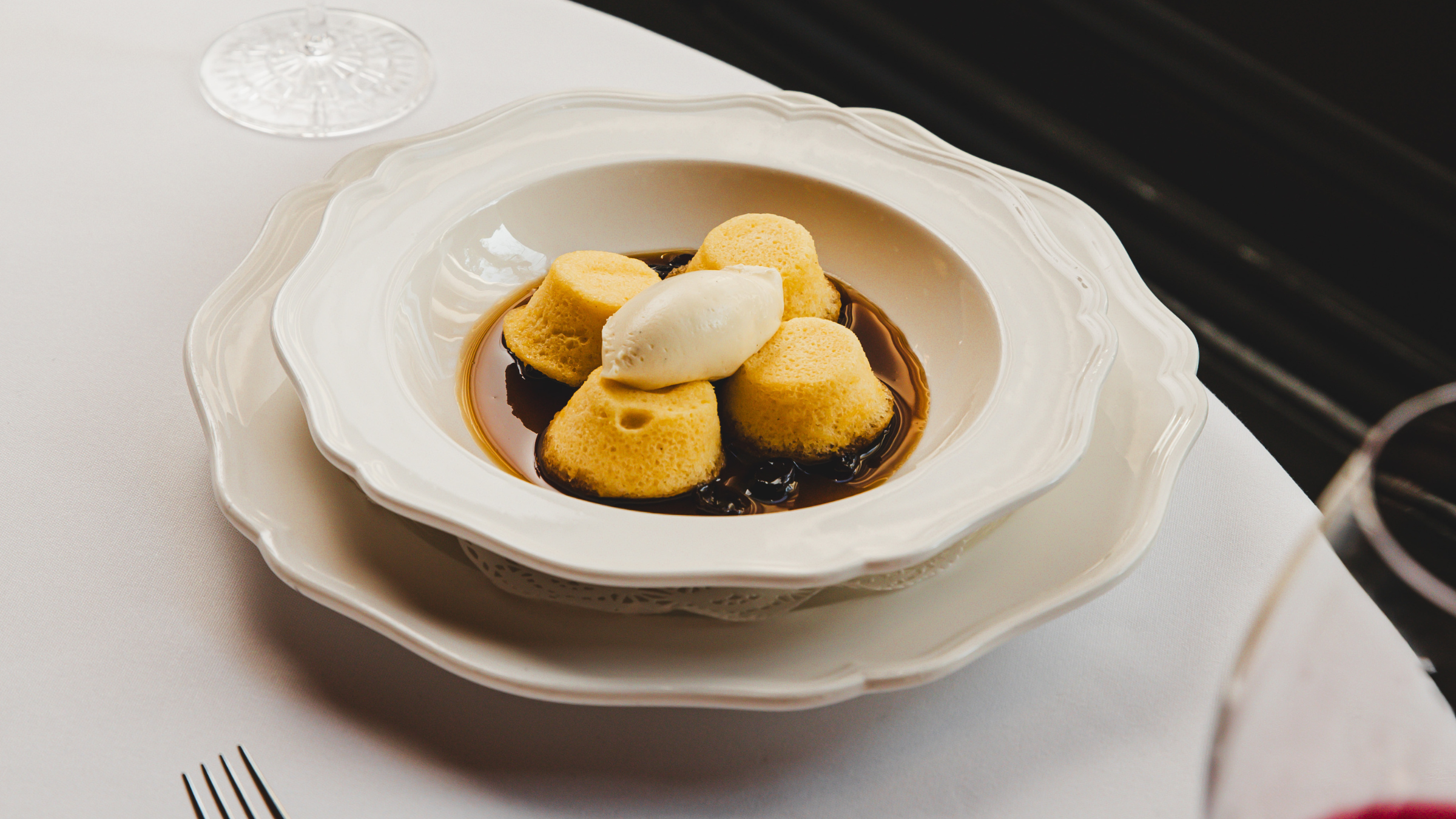 Golden syrup dumplings at one of the most romantic restaruants Sydney has, Ursula's. 