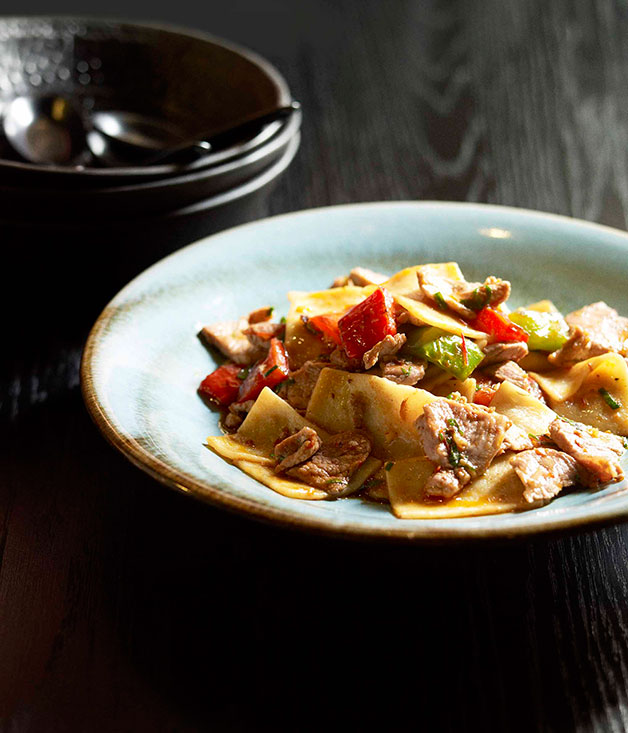 Neil Perry: Cat’s ear noodles with peppers and chilli sauce