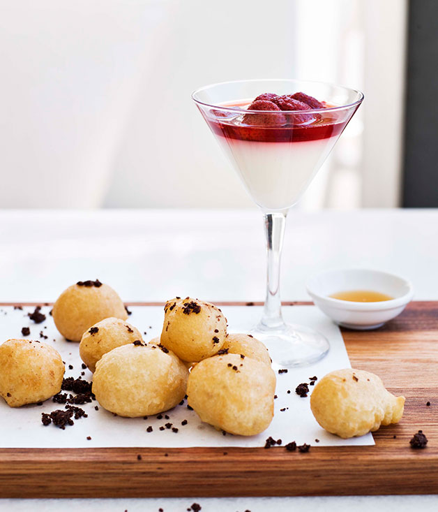 Island of Chios mastic panna cotta with Greek doughnuts