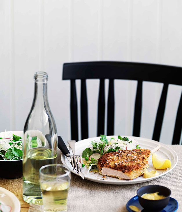 Cotoletta of freerange pork with Italian coleslaw Gourmet Traveller