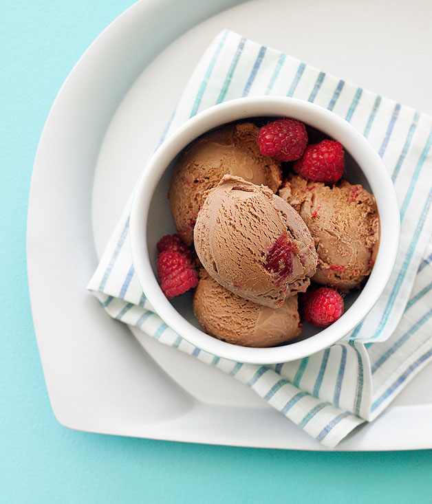 Chocolate and raspberry swirl ice-cream