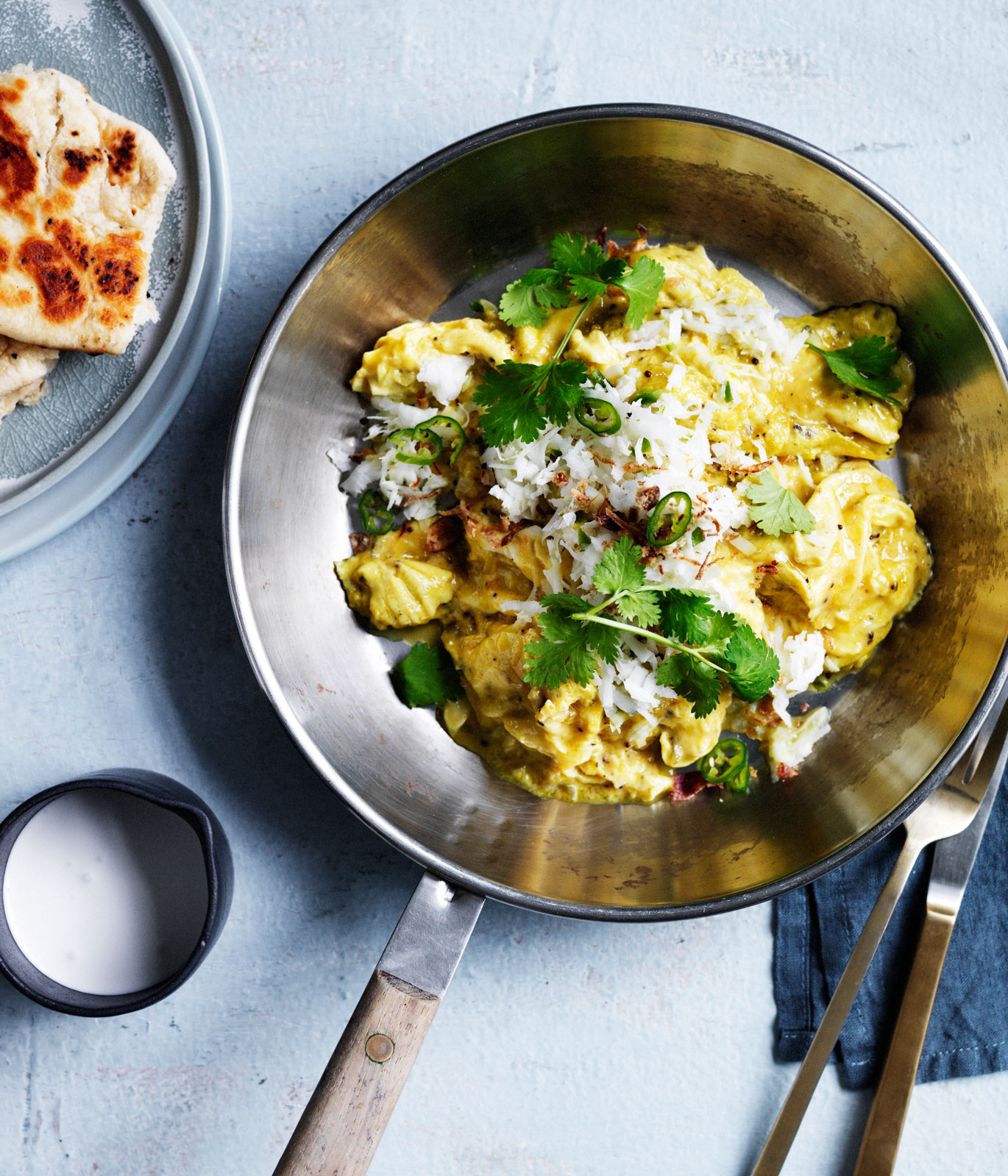 Indianstyle scrambled eggs with green chilli and coconut Gourmet