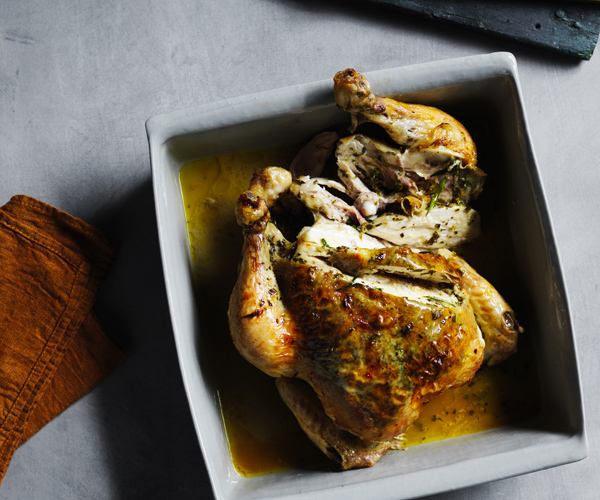 Roast chicken with preserved lemon and herbs