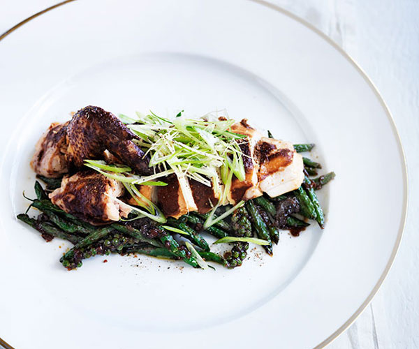 Christine Manfield's soy-braised chicken with green bean sambal