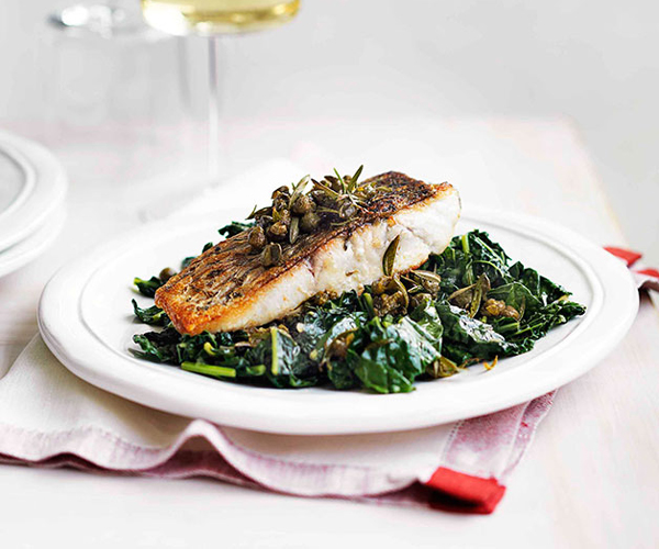 Barramundi with cavolo nero and capers Gourmet Traveller